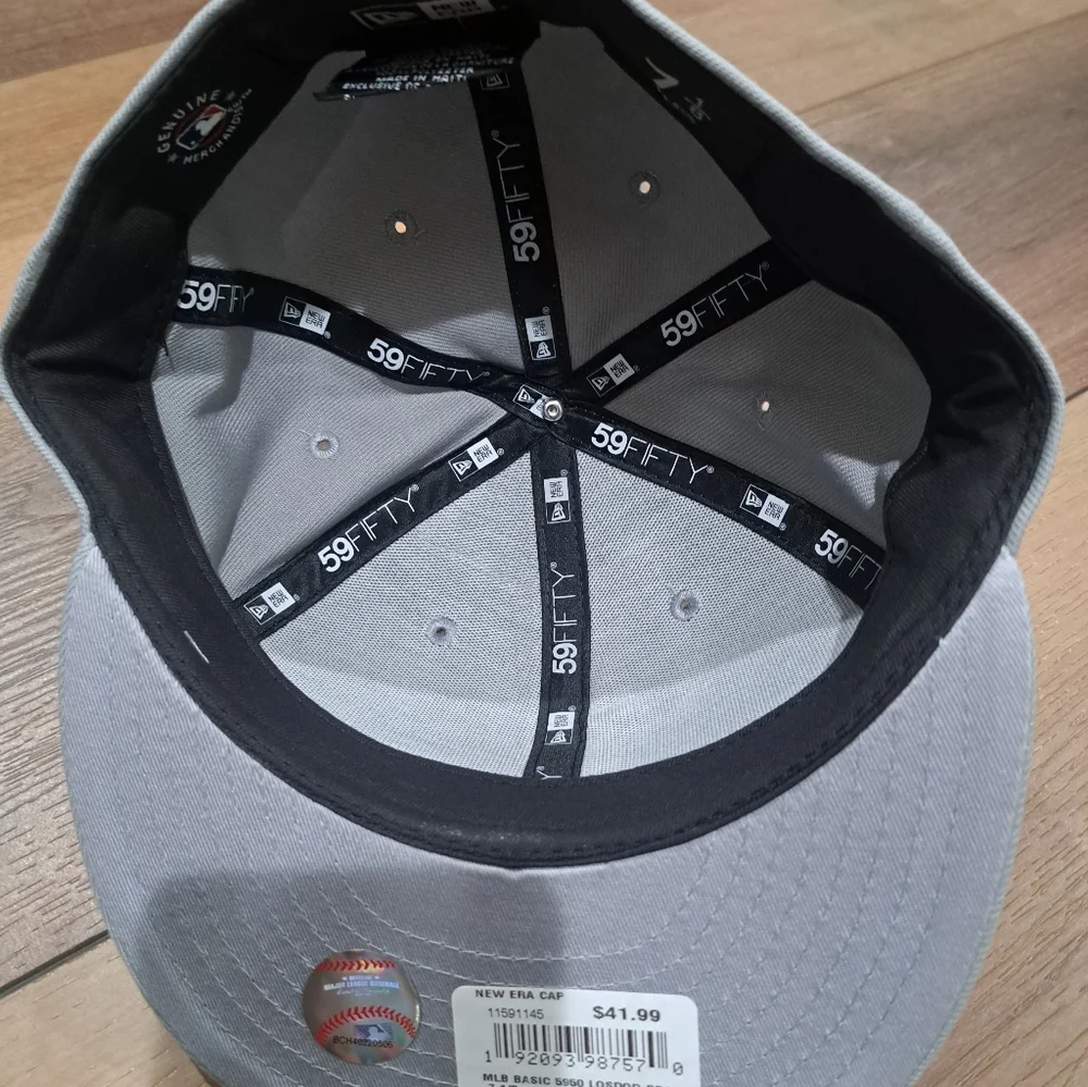 New Era 59Fifty Men Women Cap MLB Los Angeles Dodgers Basic Gray Fitted Hat - Picture 5 of 5